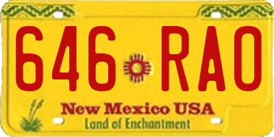 NM license plate 646RAO