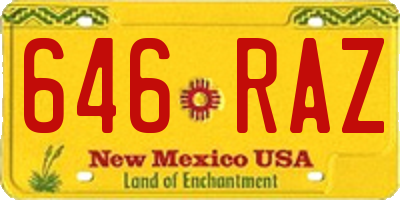 NM license plate 646RAZ