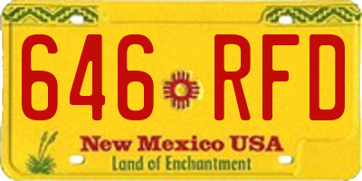 NM license plate 646RFD