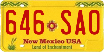 NM license plate 646SAO