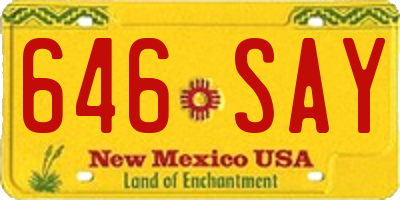 NM license plate 646SAY