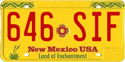 NM license plate 646SIF