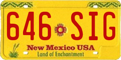 NM license plate 646SIG