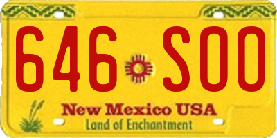 NM license plate 646SOO