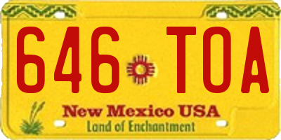 NM license plate 646TOA