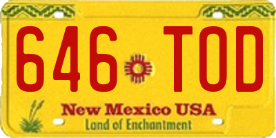NM license plate 646TOD