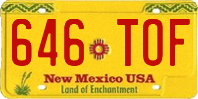 NM license plate 646TOF