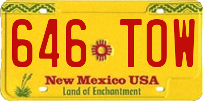 NM license plate 646TOW
