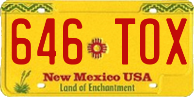 NM license plate 646TOX