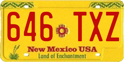 NM license plate 646TXZ