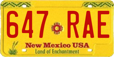 NM license plate 647RAE