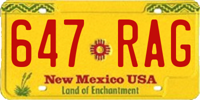 NM license plate 647RAG