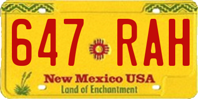 NM license plate 647RAH