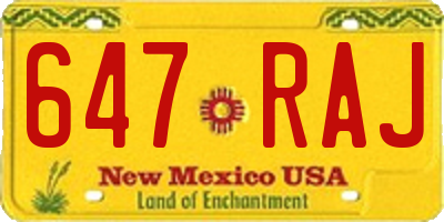 NM license plate 647RAJ