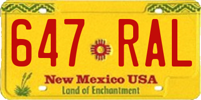 NM license plate 647RAL