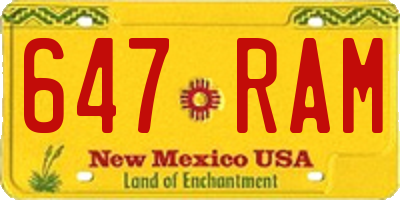 NM license plate 647RAM