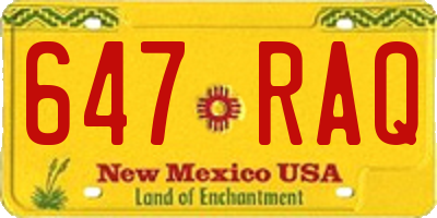 NM license plate 647RAQ