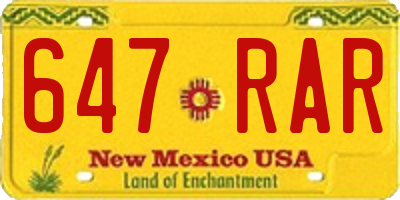 NM license plate 647RAR