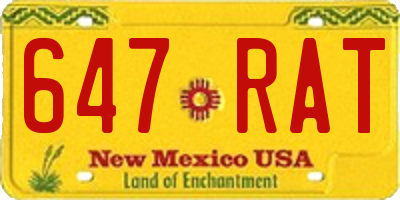 NM license plate 647RAT