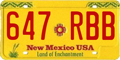NM license plate 647RBB