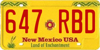 NM license plate 647RBD
