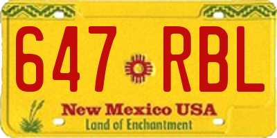 NM license plate 647RBL