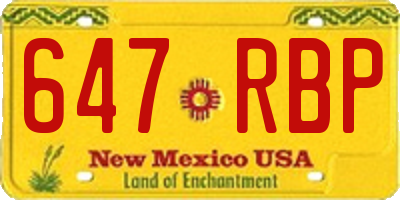 NM license plate 647RBP