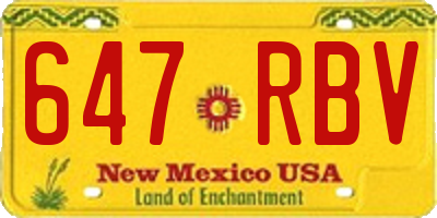NM license plate 647RBV