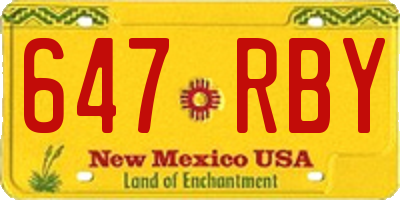 NM license plate 647RBY