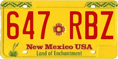 NM license plate 647RBZ