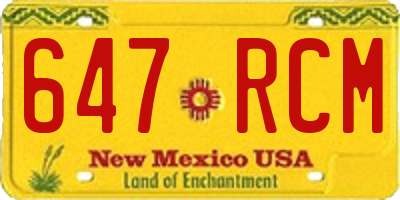 NM license plate 647RCM