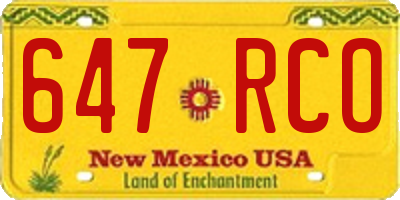 NM license plate 647RCO
