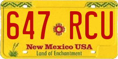 NM license plate 647RCU