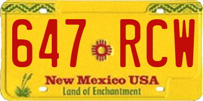 NM license plate 647RCW