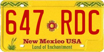 NM license plate 647RDC