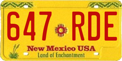 NM license plate 647RDE