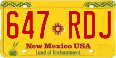 NM license plate 647RDJ