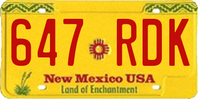 NM license plate 647RDK
