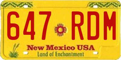 NM license plate 647RDM