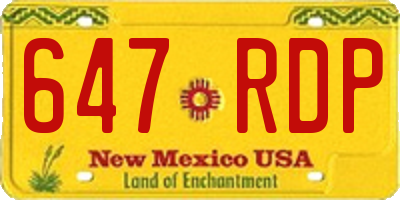 NM license plate 647RDP
