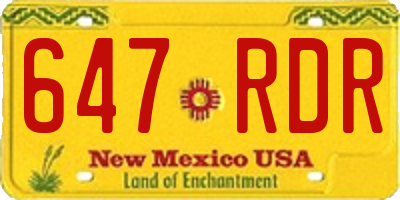NM license plate 647RDR