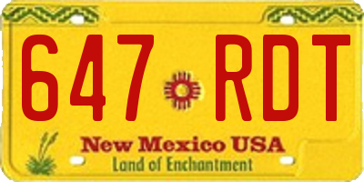 NM license plate 647RDT