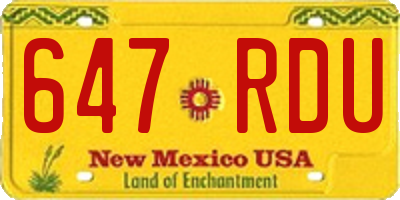 NM license plate 647RDU