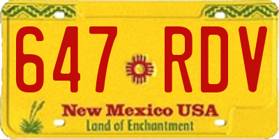 NM license plate 647RDV