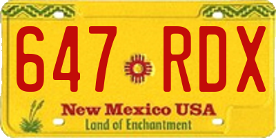 NM license plate 647RDX