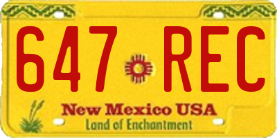 NM license plate 647REC