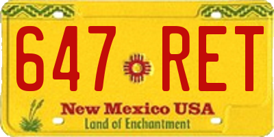 NM license plate 647RET