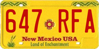 NM license plate 647RFA