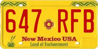 NM license plate 647RFB
