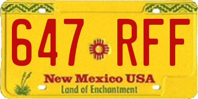 NM license plate 647RFF
